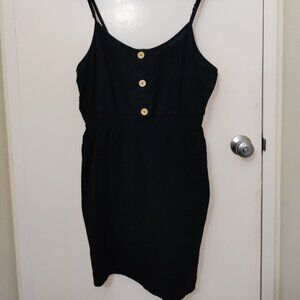 Shein Curve Black Cotton Button Front Dress